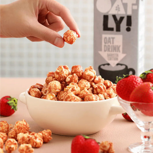 Oat Milk Strawberry Popcorn – Sweet Berry Bliss, Dairy-Free