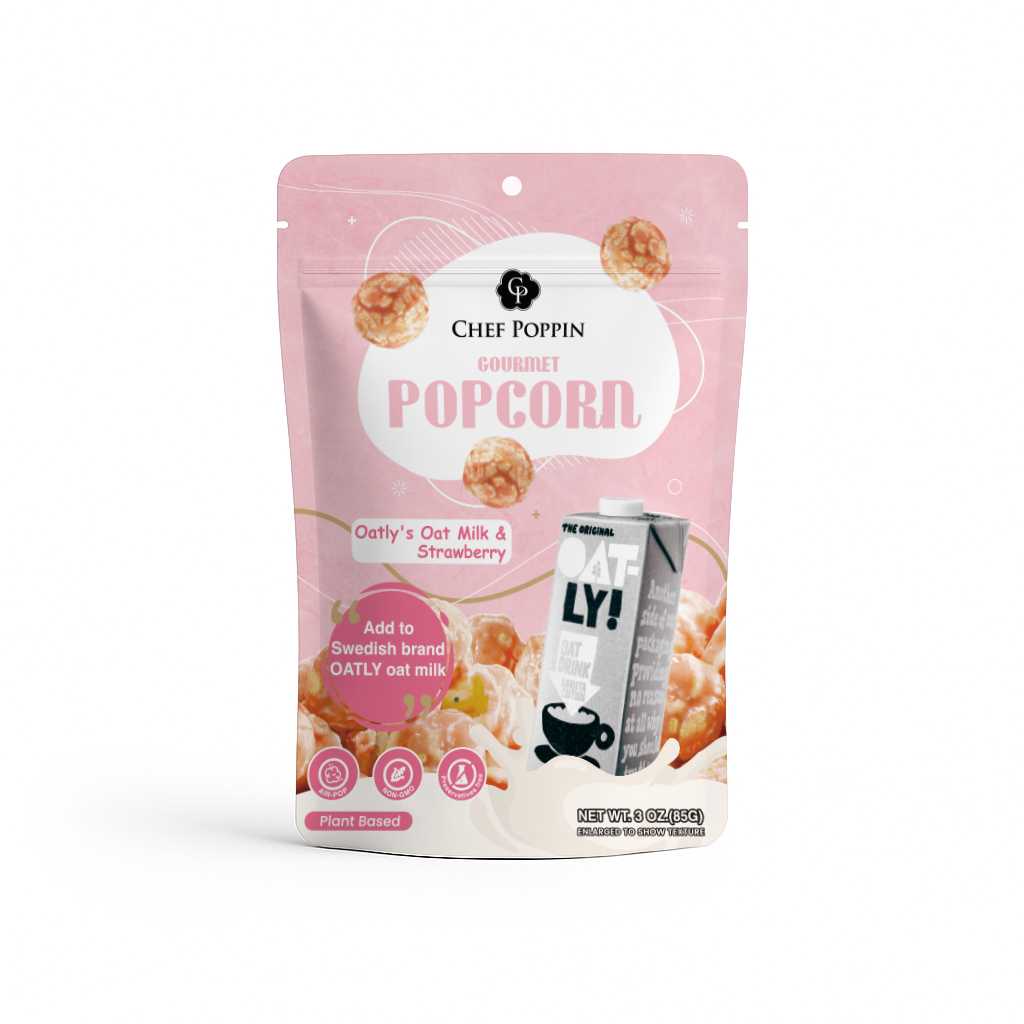 Oat Milk Strawberry Popcorn – Sweet Berry Bliss, Dairy-Free