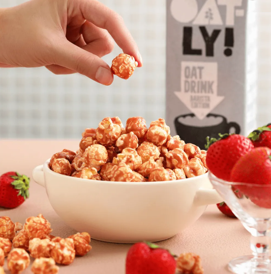Oat Milk Strawberry Popcorn – Sweet Berry Bliss, Dairy-Free