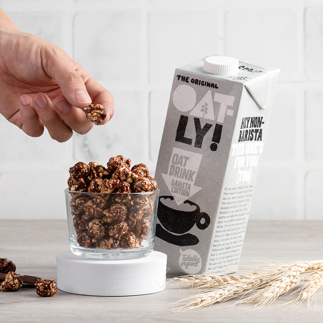 Oatly's Oatmilk & Chocolate Popcorn