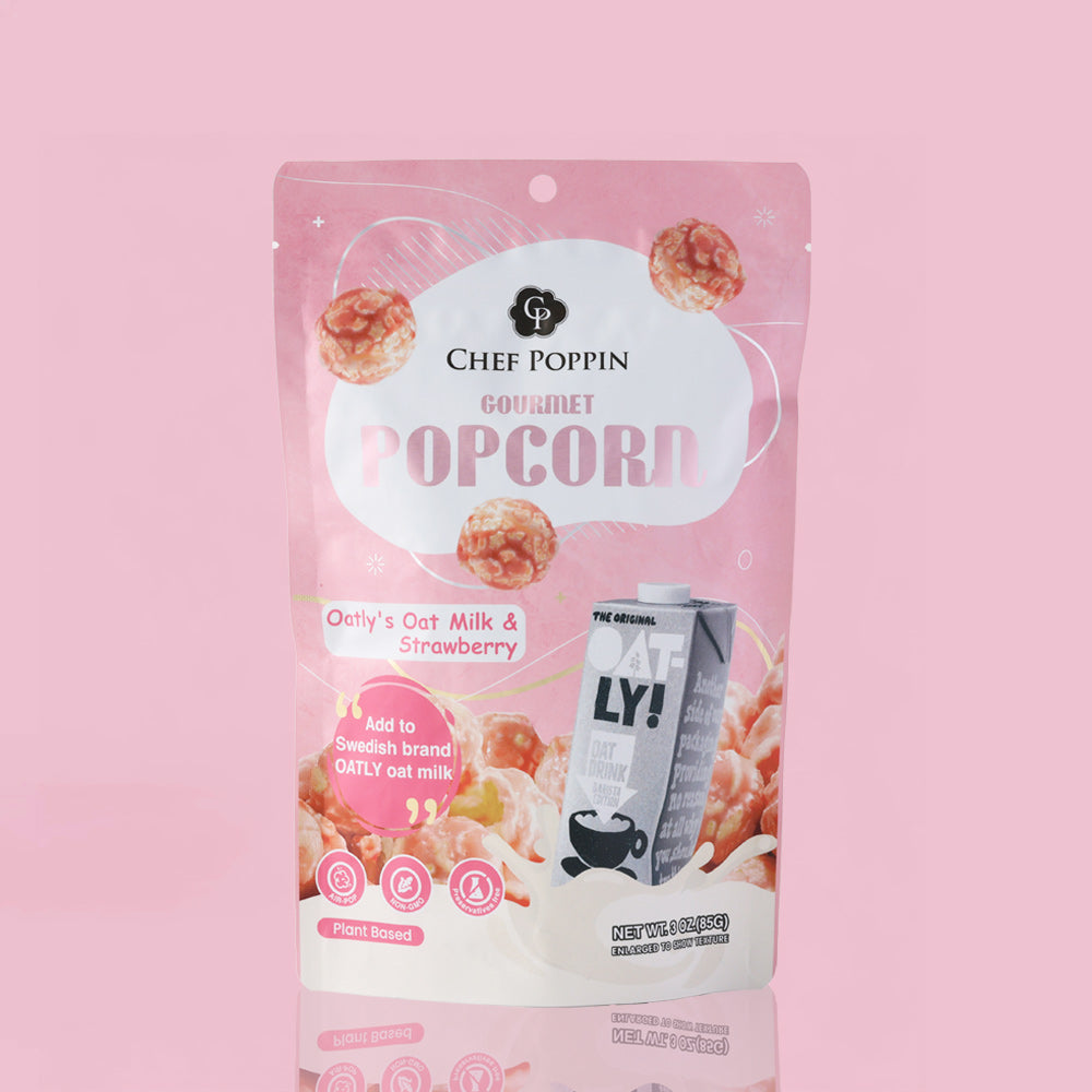 Oat Milk Strawberry Popcorn – Sweet Berry Bliss, Dairy-Free